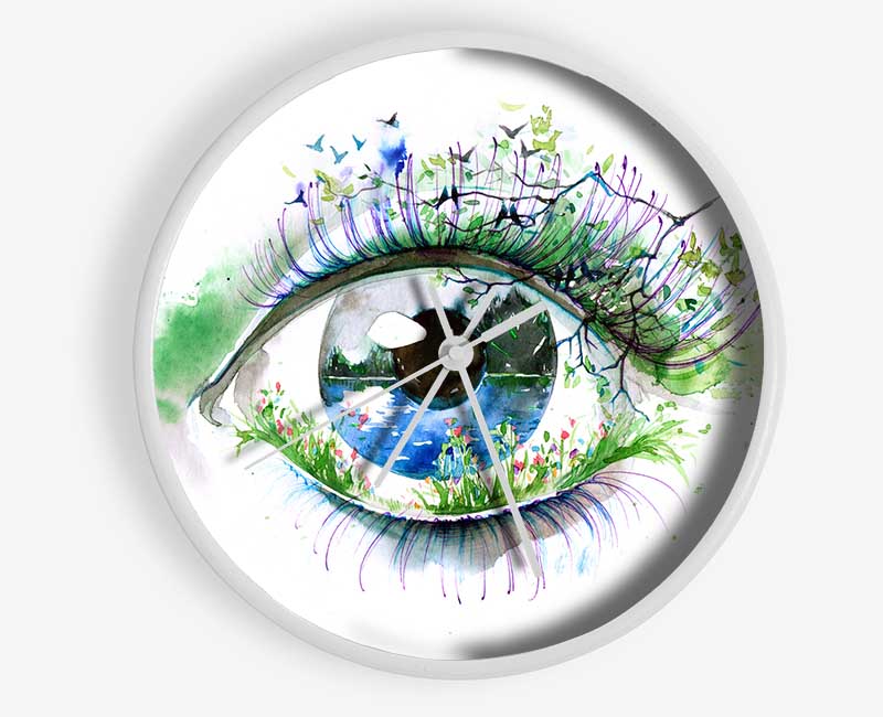 Watercolour Nature Eye Clock - Wallart-Direct UK