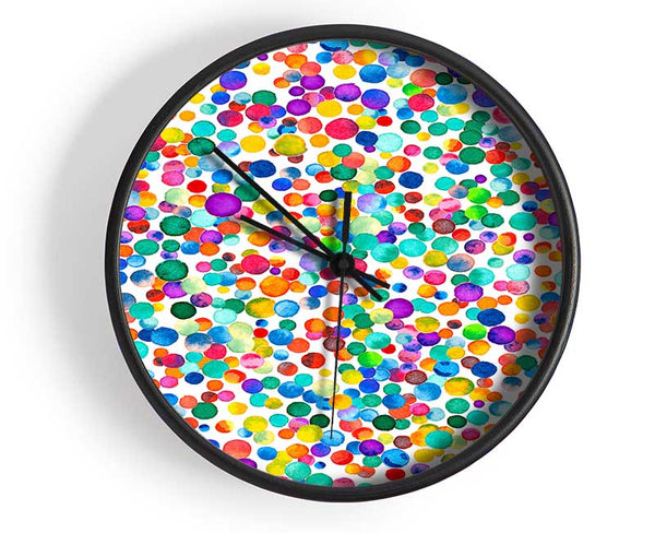 Thousands Of Watercolour Dots Clock - Wallart-Direct UK