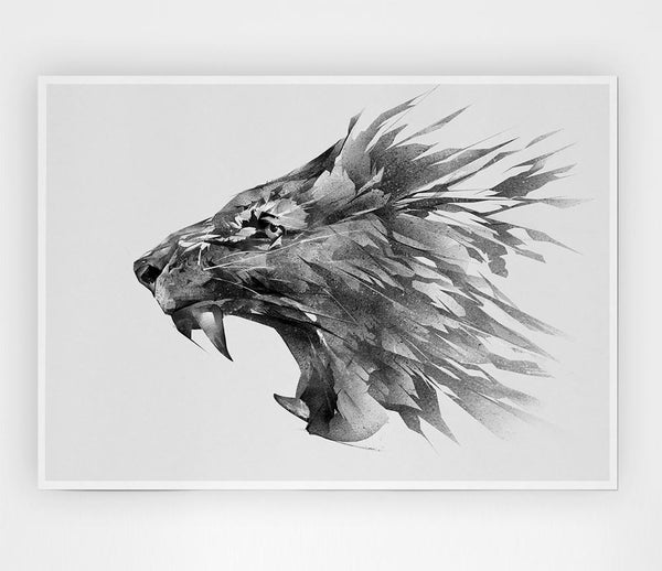 Fractual Lion Roar Print Poster Wall Art
