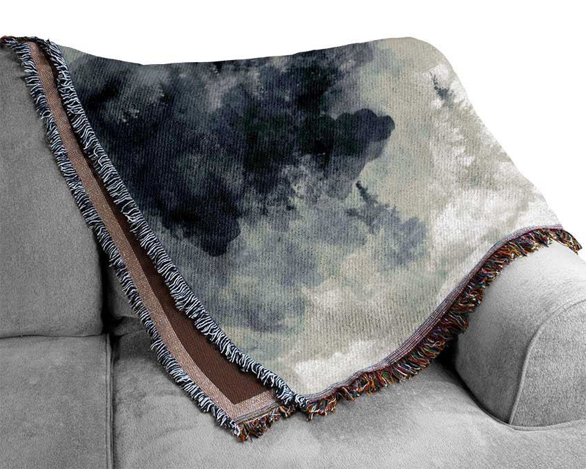 Watercolour Grey Forest Woven Blanket