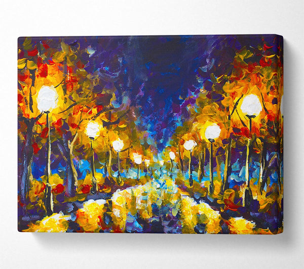  A Canvas Print of Streetlights At Night Gouche Canvas Print