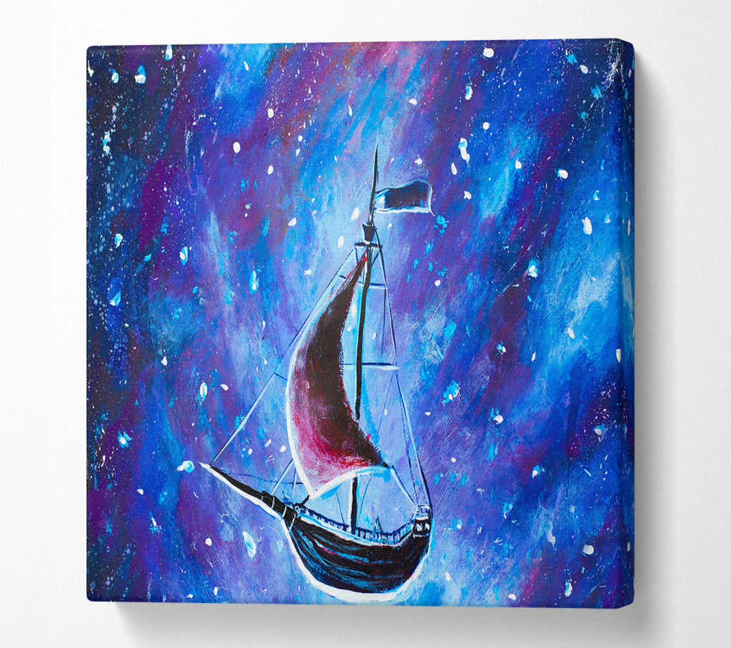 A Square Canvas Print Showing The Ship In Space Square Wall Art