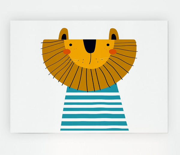 Lion In Striped Clothes Print Poster Wall Art