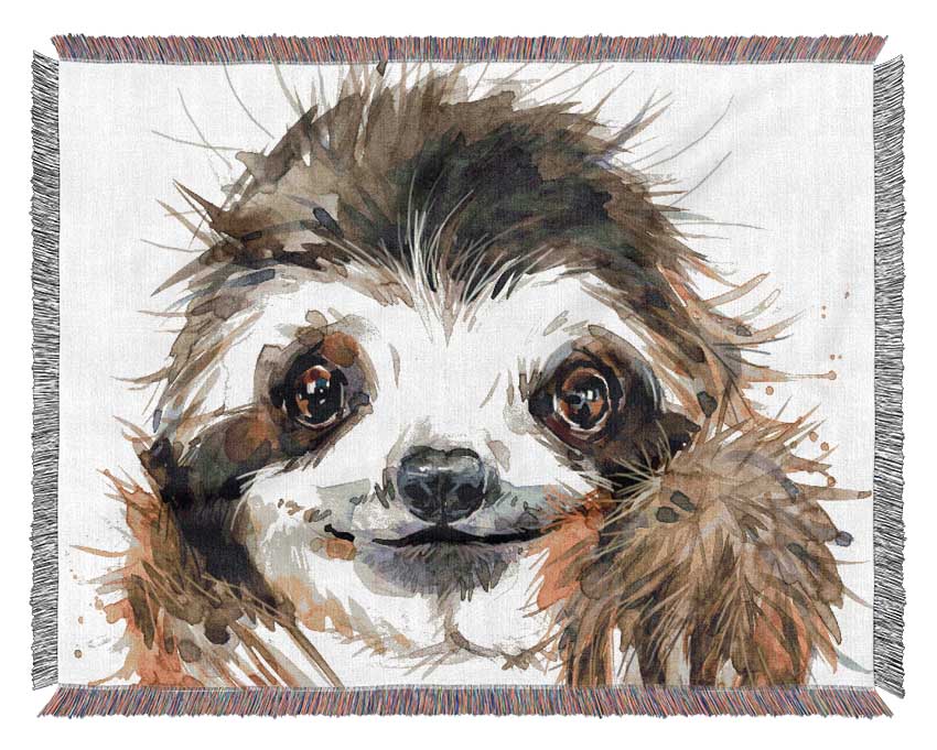 Water Colour Sloth Woven Blanket