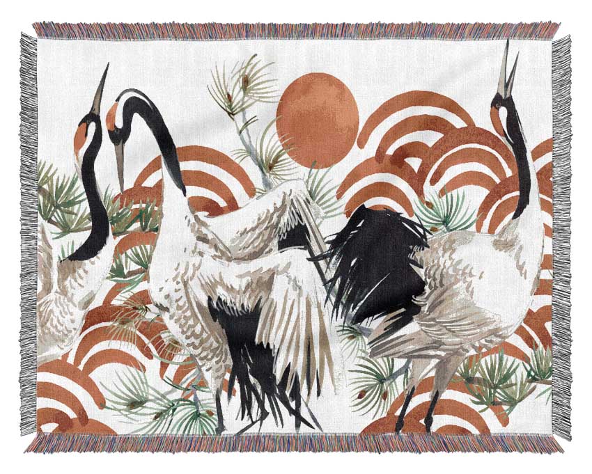 Japanese Stork Woven Blanket