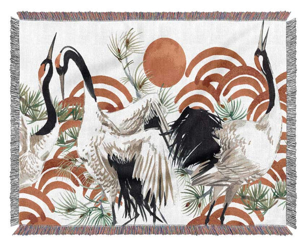 Japanese Stork Woven Blanket