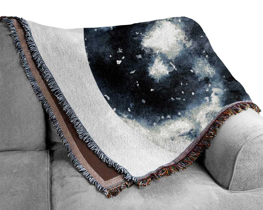 The Moon Peering Woven Blanket