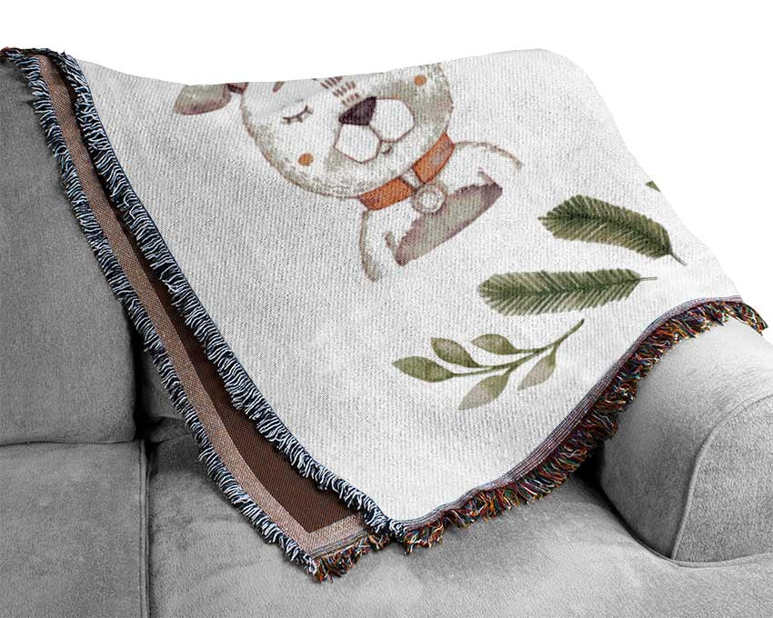 Three Woodlands Animals At Christmas Woven Blanket
