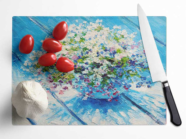 Dainty Flowers In A Vase Glass Chopping Board
