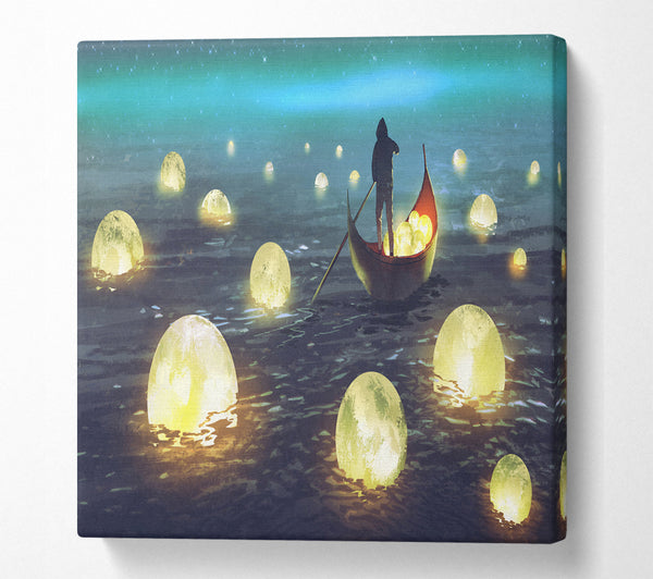 A Square Canvas Print Showing Fishing For Stars Square Wall Art