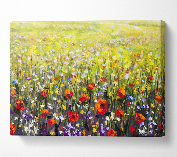  A Canvas Print of Poppy Field In The Summer Canvas Wall Art