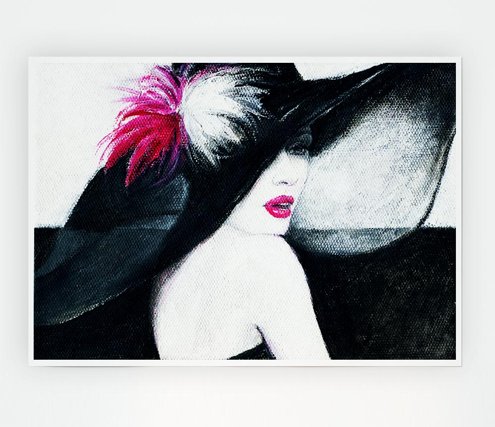 Woman In Black Hat Print Poster Wall Art