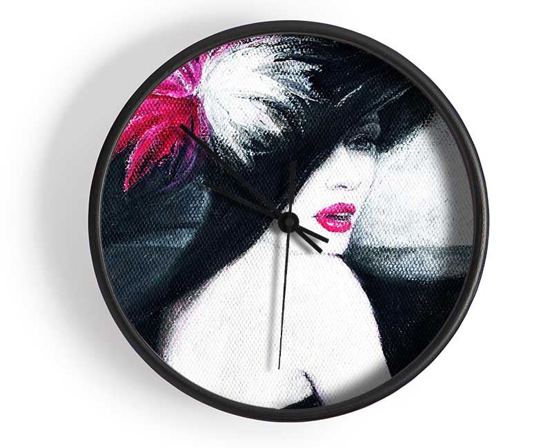 Woman In Black Hat Clock - Wallart-Direct UK