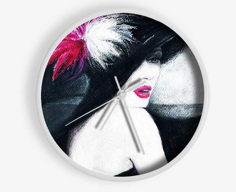 Woman In Black Hat Clock - Wallart-Direct UK