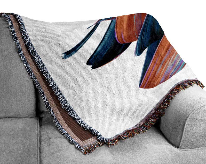 Swirl Of Paint On White Woven Blanket