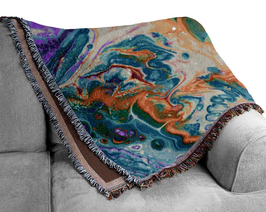 Multicoloured Swirls Of Oil Paint Woven Blanket