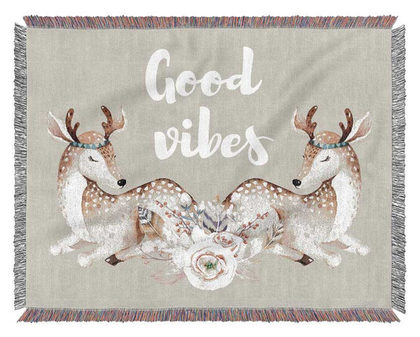 Good Vibes Woodland Animals Woven Blanket