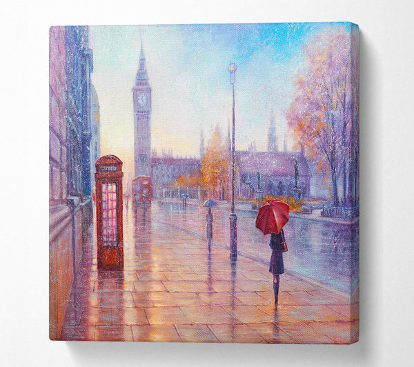 A Square Canvas Print Showing Walking In London Calm Square Wall Art