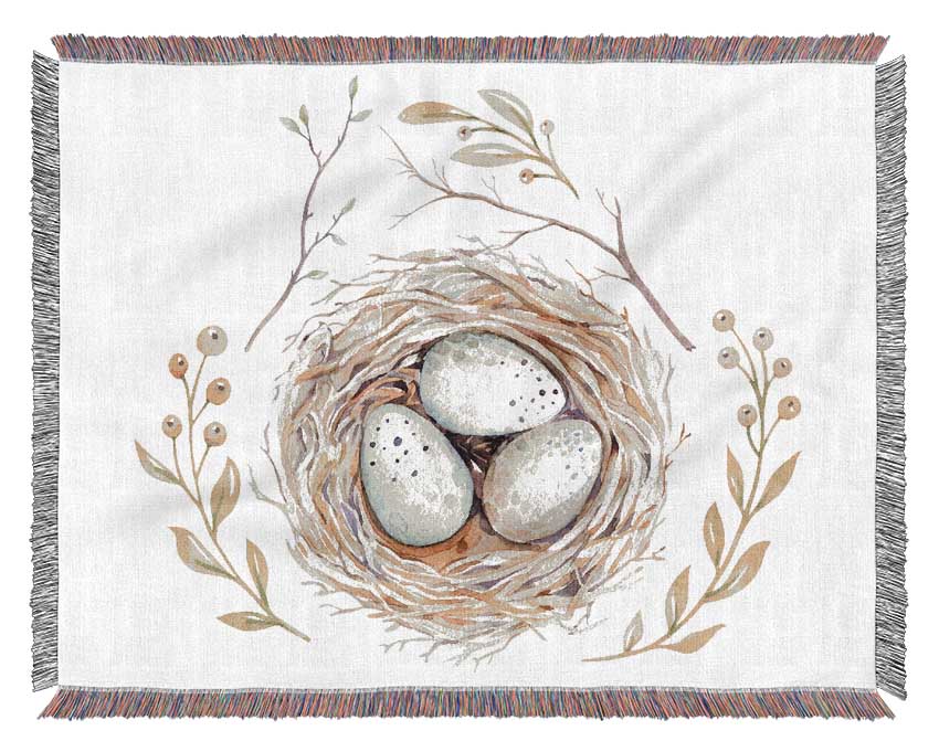 Three Eggs In A Nest Woven Blanket