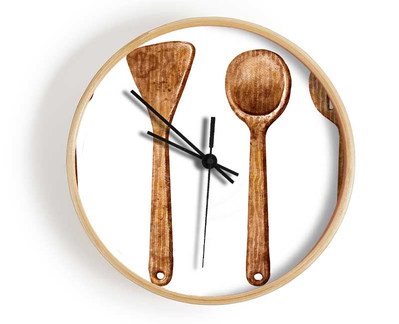 Wooden Utensils Clock - Wallart-Direct UK