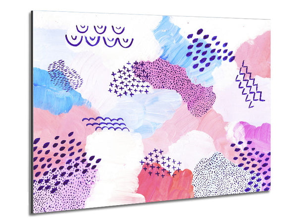 Mid Century Lilac Patterns Metal Print