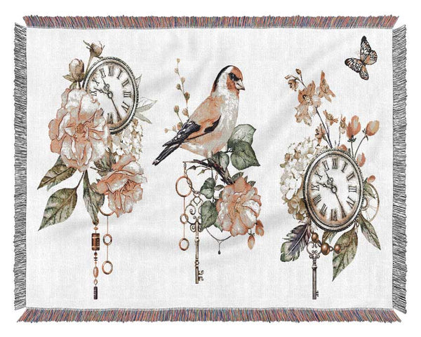 Three Floral Staments Woven Blanket