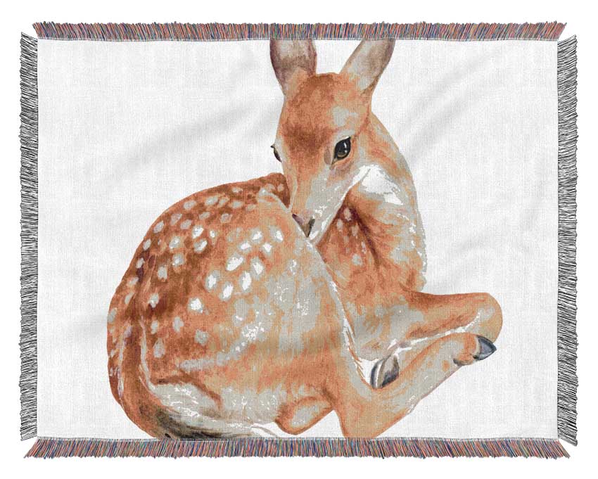 Watercolour Woodland Deer Woven Blanket