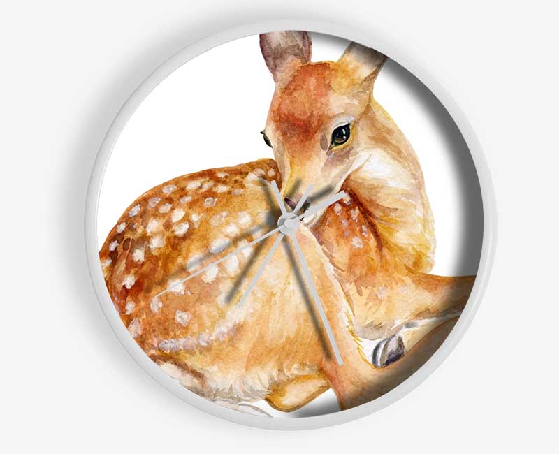Watercolour Woodland Deer Clock - Wallart-Direct UK