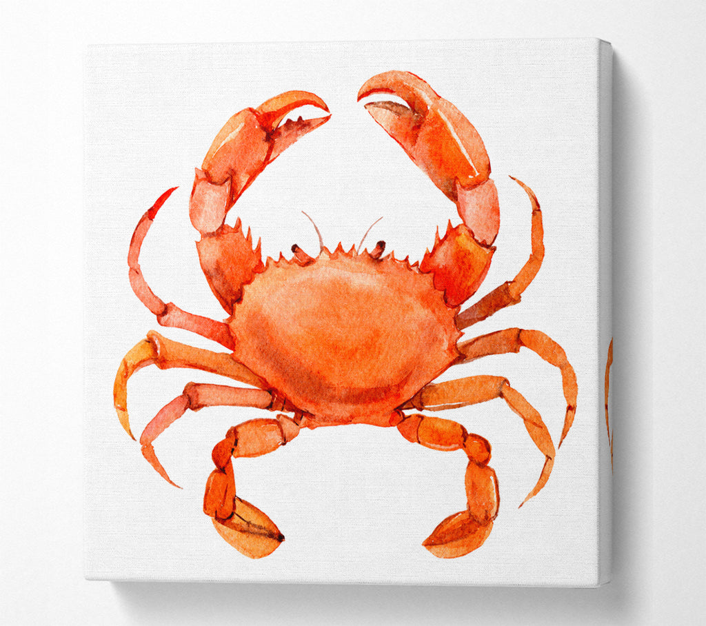 A Square Canvas Print Showing Watercolour Crab Square Wall Art
