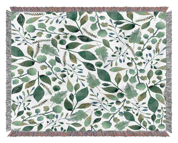Green Leafy Pattern Woven Blanket