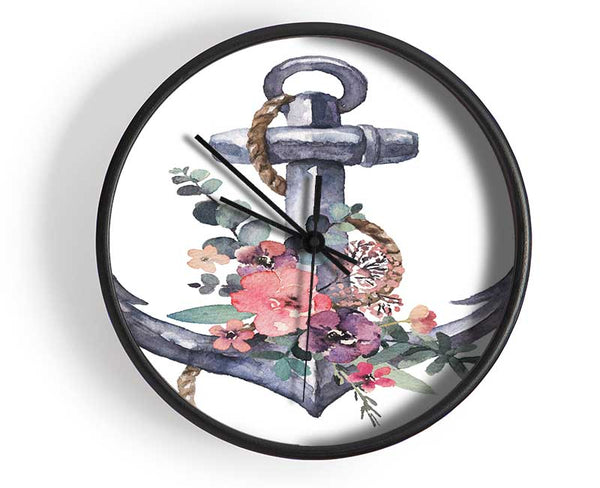 Watercolour Anchor Clock - Wallart-Direct UK