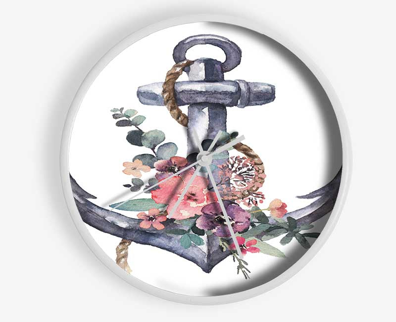 Watercolour Anchor Clock - Wallart-Direct UK