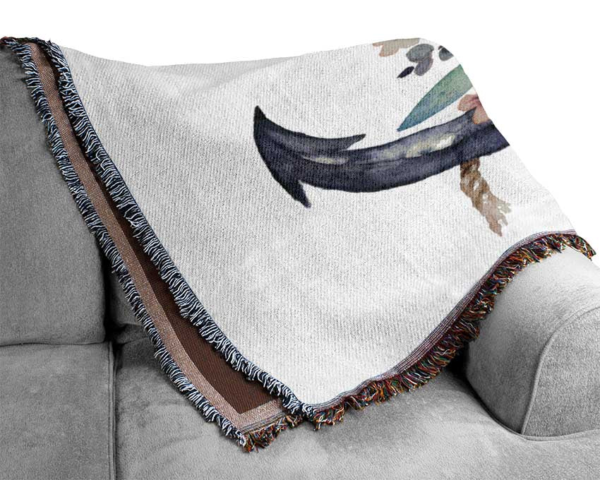 Watercolour Anchor Woven Blanket