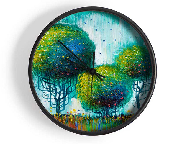 Three Round Trees Clock - Wallart-Direct UK