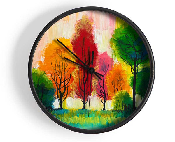Autumn Vibrant Trees Clock - Wallart-Direct UK