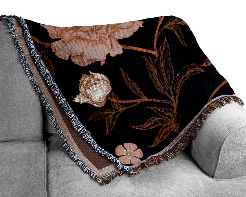 Pheasant And Flowers Woven Blanket