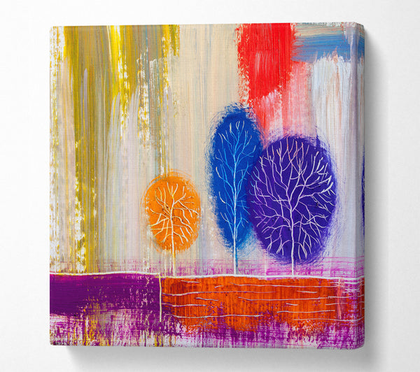 A Square Canvas Print Showing Trees In The Meadow Art Square Wall Art