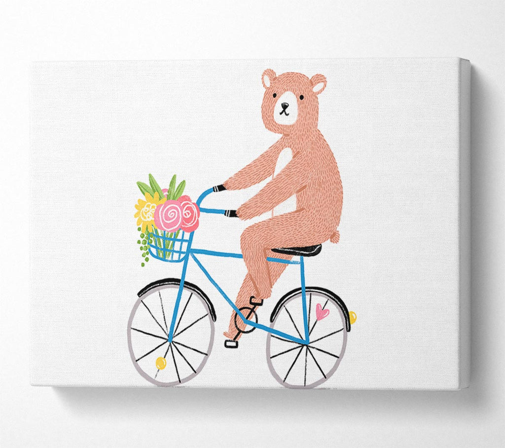 Picture of Bear Riding A Bike Canvas Print Wall Art