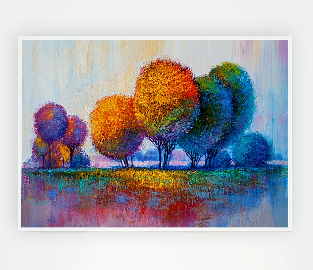 Trees In The Distant Print Poster Wall Art