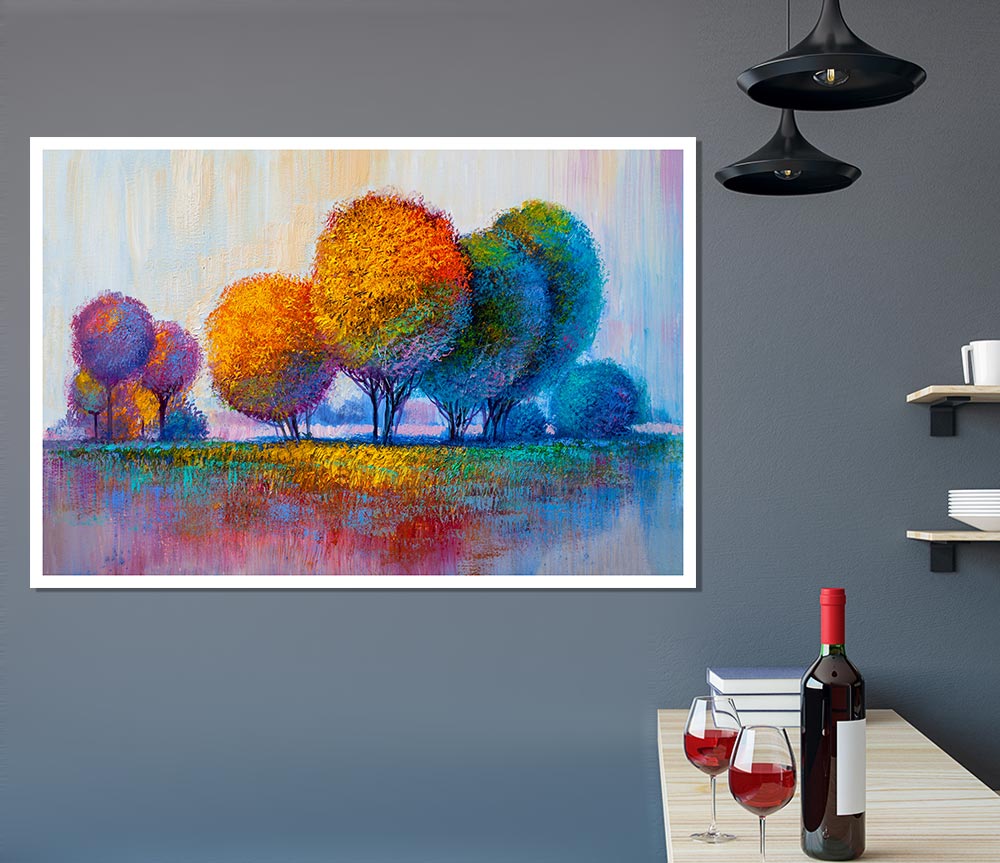 Trees In The Distant Print Poster Wall Art
