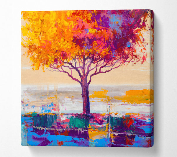 A Square Canvas Print Showing Close Up Tree Autumnal Square Wall Art