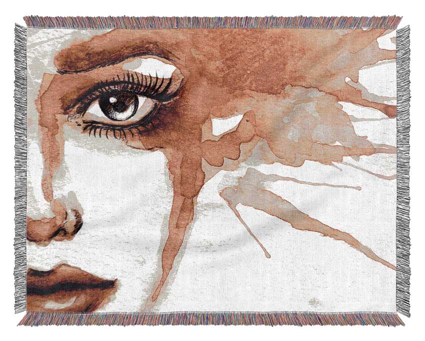 Watercolour Sepia Face Woven Blanket