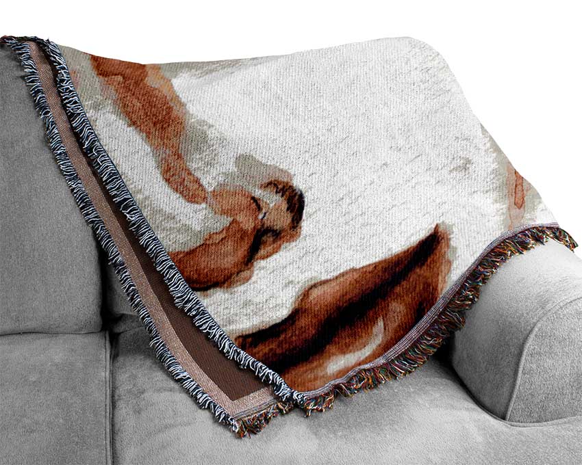 Watercolour Sepia Face Woven Blanket