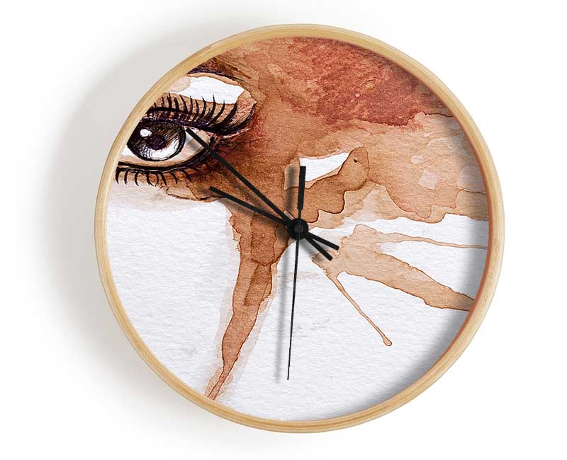 Watercolour Sepia Face Clock - Wallart-Direct UK