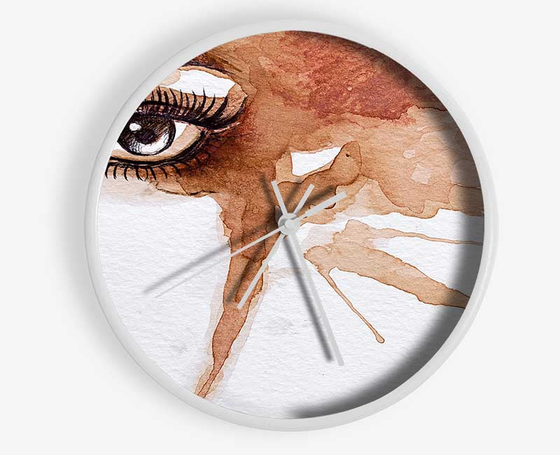 Watercolour Sepia Face Clock - Wallart-Direct UK