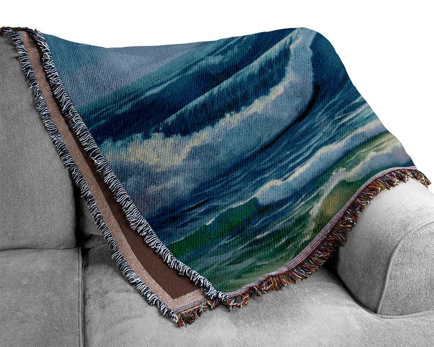 Waves Off The Coast Woven Blanket