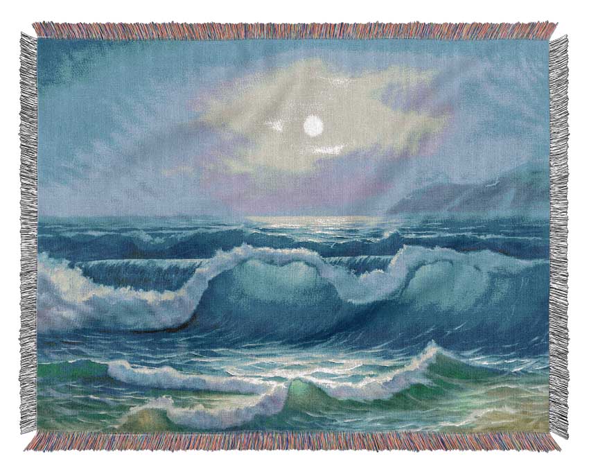 Waves Off The Coast Woven Blanket