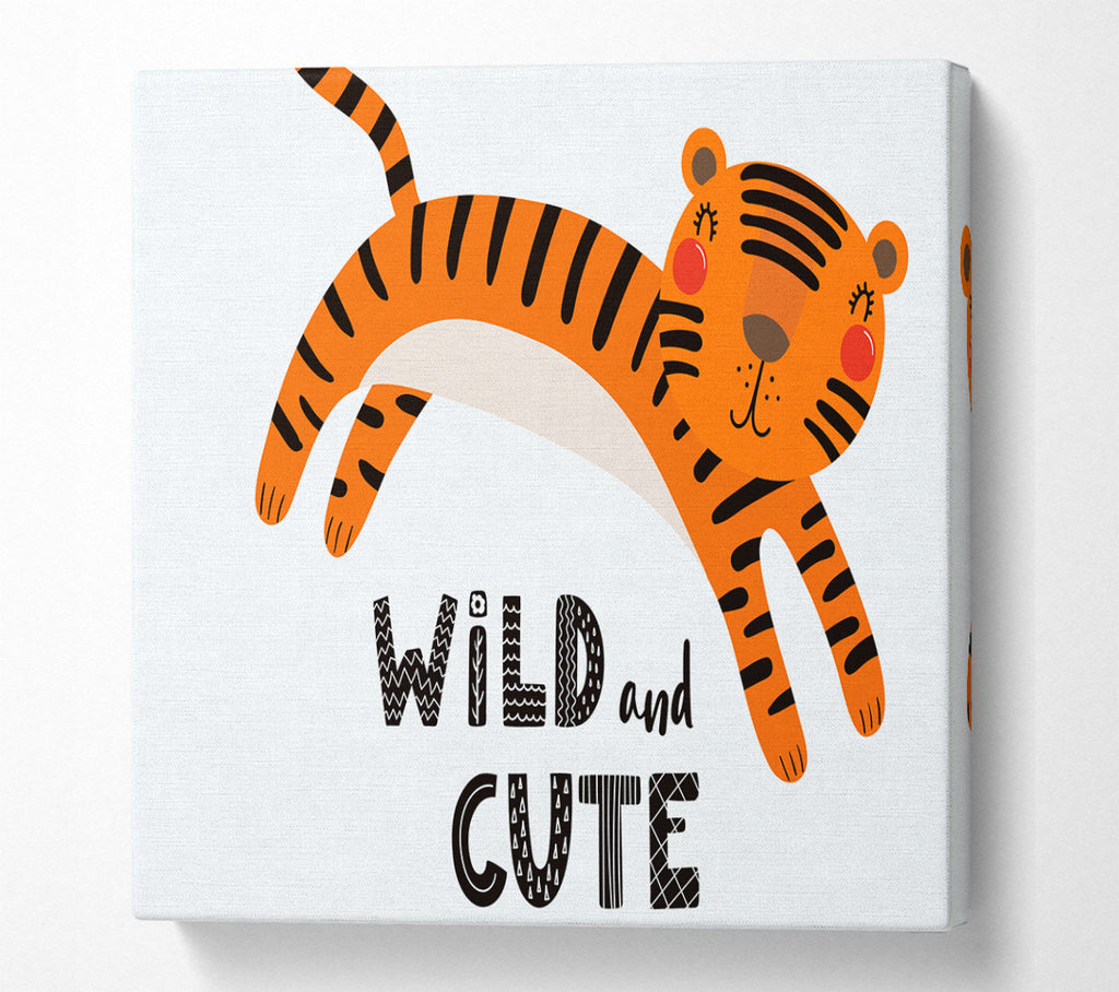 A Square Canvas Print Showing Wild And Cute Tiger Square Wall Art