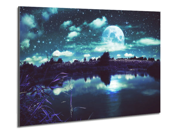 Lake Under The Night Sky Metal Print