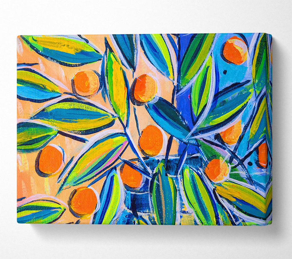Picture of Bright Oranges On Tree Canvas Print Wall Art